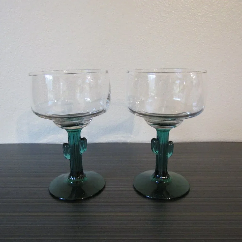 Southwestern Cactus Margarita/Dessert Glass Set of 2